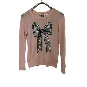 Modern Lux Sequin Bow Pink Sweater Women Sz M